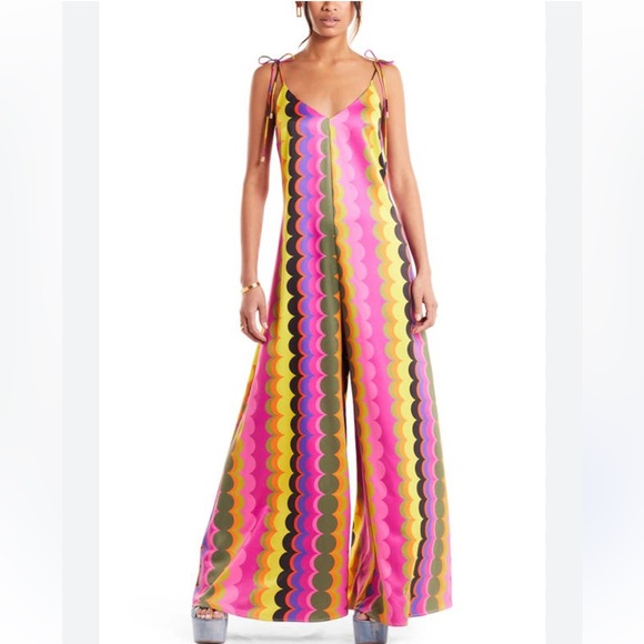 Never Fully Dressed Pants - NEVER FULLY DRESSED Marble Arch Wide Leg Jumpsuit In Multi